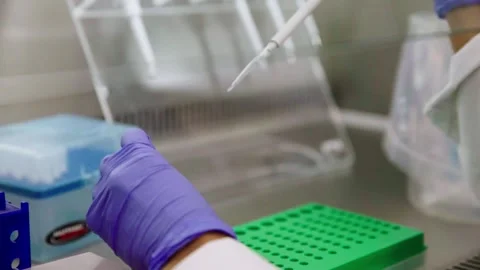 Genomics Lab -  Testing station using pipette Stock Footage 272156461