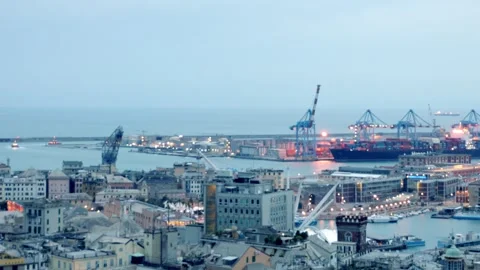 Genova's harbour at evening 스톡 동영상 278378461