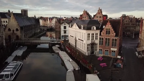 Gent aerial streetview Stock Footage 80950398