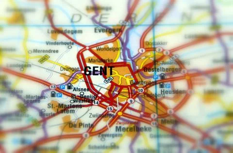 Gent on a map Stock Photos