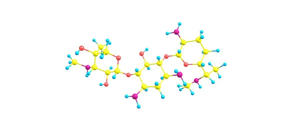 Gentamicin molecular structure isolated on white Stock Illustration