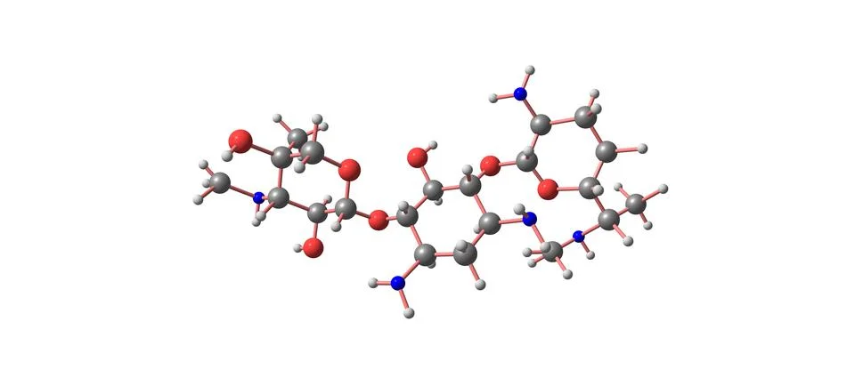 Gentamicin molecular structure isolated on white Stock Illustration