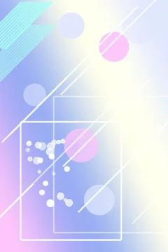 Gentle abstract background with floating circles, layered square outlines, .. Stock Illustration