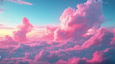 Gentle anime style clouds float across the sky Stock Footage 293799086