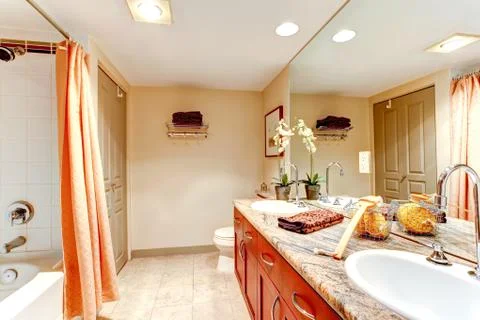 Gentle bathroom interior Stock Photos