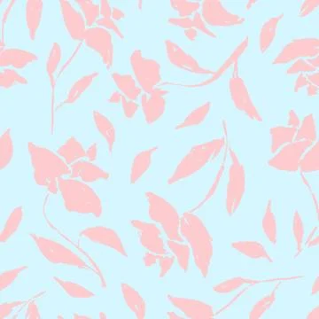 Gentle blue pattern with pink roses silhouettes Illustrazione stock