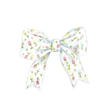 Gentle bow Isolated on a white background. Gift wrapping. Stock Illustration
