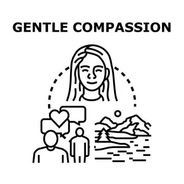 Gentle compassion finding empathy connecting with nature Stock Illustration