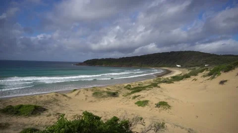 Gentle Distant Waves and Soft Cloud Over One Mile Beach - Summer Day - HD 動画素材 150919140