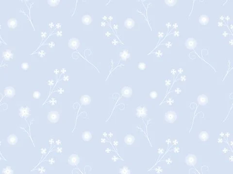 Gentle floral seamless pattern. White flowers on a blue background. Stock Illustration