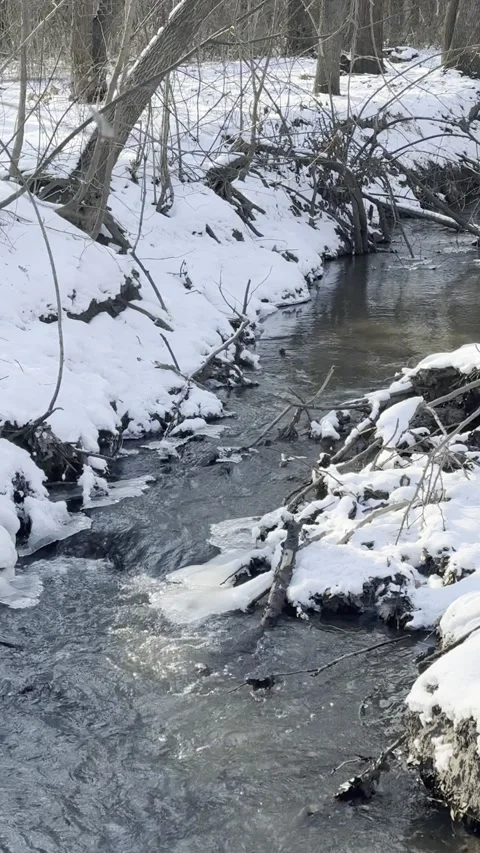 A Gentle Flow Through Snow Stock Footage 302790202