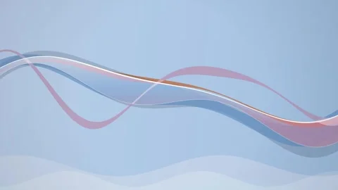Gentle flowing wavy ribbons undulate against a light blue background Stock Footage 340831287