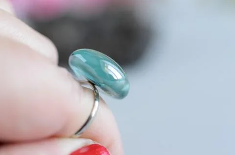 Gentle handmade ring. Simple design bijouterie. Craft concept. Stock Photos