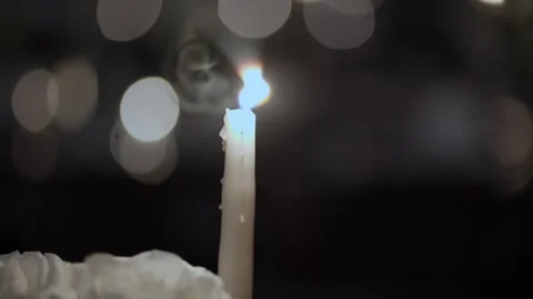 Gentle Light Flickers, Tranquil Glow Of Solitary Fire Flickering Softly Creates Stock Footage 323770148