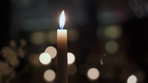 Gentle Light Flickers, Tranquil Glow Of Solitary Fire Flickering Softly Creates Stock Footage 323771369