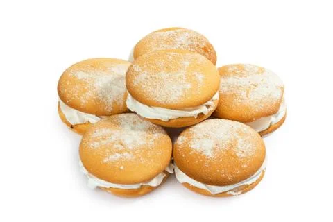 Gentle macaroons isolated on a white background Stock Photos