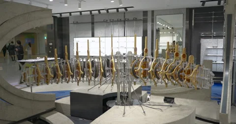 Gentle Monster Rotating Fish Skeleton Kinetic Art Incheon Airport Korea 스톡 동영상 333842789
