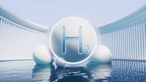 Gentle motion of hydrogen molecule H2 symbol on water surface abstract back.. Stock Footage 332317694
