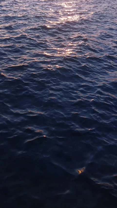 Gentle Ocean Waves Rolling at Sunset with Sunlight Reflection. Stock Footage 346298950