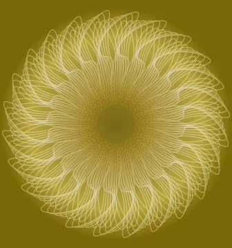 Gentle patterned golden circle shape in fractral style, fantasy flower shape Stock Illustration