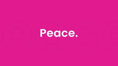 Gentle “Peace” text animation floating smoothly over a soft pink Stock Footage 318671541