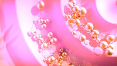 Gentle pink twist from corner loop surface with pearls and goldish balls Stock Illustration