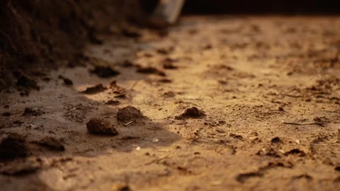 Gentle rain drops falling on muddy ground Stock Footage 341294428