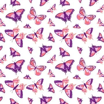 Gentle seamless pattern with butterflies for backgrounds and packages. Stock Illustration