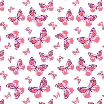 Gentle seamless pattern with butterflies for backgrounds and packages. Stock Illustration