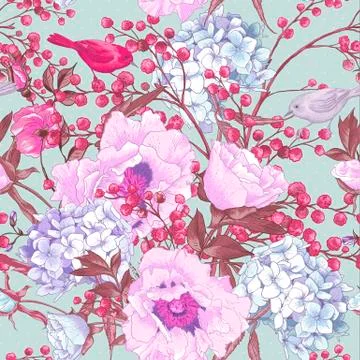 Gentle Spring Floral Seamless Background Stock Illustration