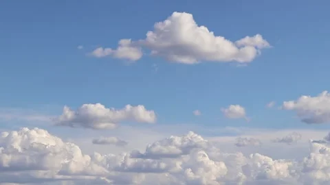 Gentle spring or summer sky covered with thin cirrus and cumulus clouds  Stock Footage 344798027