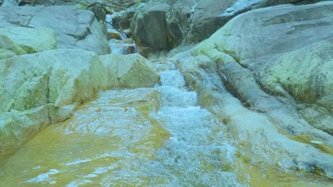 Gentle Stream Flowing Over Rocks | Relaxing Nature Sounds of Water and Stone Stock Footage 286933069