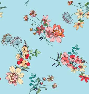 Gentle Summer Floral Seamless Pattern with Flowers Stock Illustration