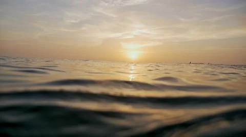 Gentle Sunset Waves Water Slow Motion FHD Stock Footage 69026428