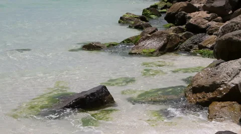 Gentle Surf On Rocks Video stock 5504698