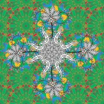 Gentle, tender floral background. Vector floral pattern in doodle style with flo Stock Illustration