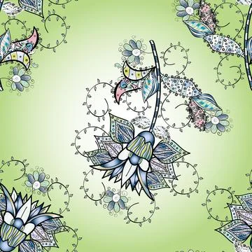 Gentle, tender floral background. Vector floral pattern in doodle style with flo Stock Illustration