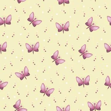 Gentle vector patten seamless with butterfly pink Stock Illustration