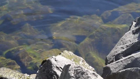 Gentle water lapping against the rocks Stock Footage 1035245