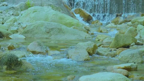Gentle Waterfall and Flowing Stream | Peaceful Nature Sounds for Relaxation Stock Footage 286936244
