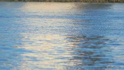 Gentle waves creating ripples on the surface of the water, captured in 4k Stock Footage 283718425