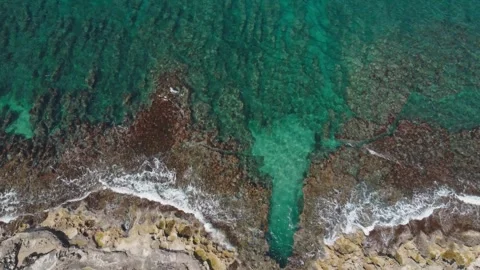 Gentle waves lapping against rocks at the shore 스톡 동영상 312269154