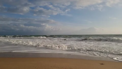 Gentle Waves Lapping On Sandy Beach. Peaceful Sea Video. Stock Footage 322767261