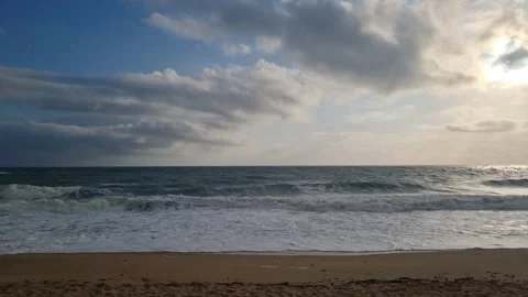 Gentle Waves Lapping On Sandy Beach. Peaceful Sea Video. Stock Footage 322767268