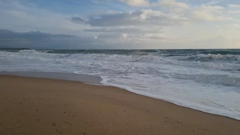 Gentle Waves Lapping On Sandy Beach. Peaceful Sea Video. Stock Footage 322767318