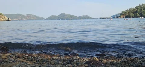 Gentle Waves On Pebble Shore Stock Footage 340882468