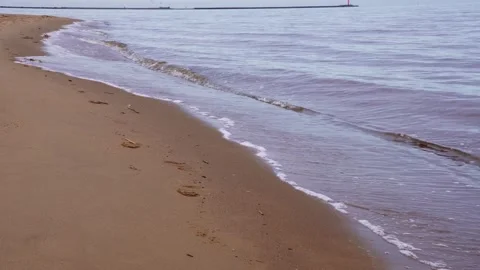 Gentle Waves On Sandy Beach Stock-Footage 333588835