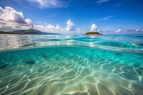 Gentle waves of the sea surface with the reflection of the blue sky. Stock Photos