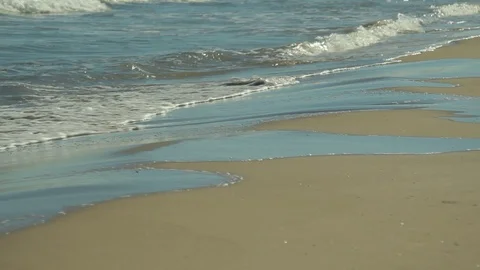 Gentle Waves Wash Onto Sandy Beach - Relaxing Stock Footage 102440988