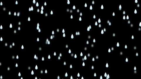 Gentle White Raindrops Falling Vertically Against a Solid Black Background Stock Footage 326572054